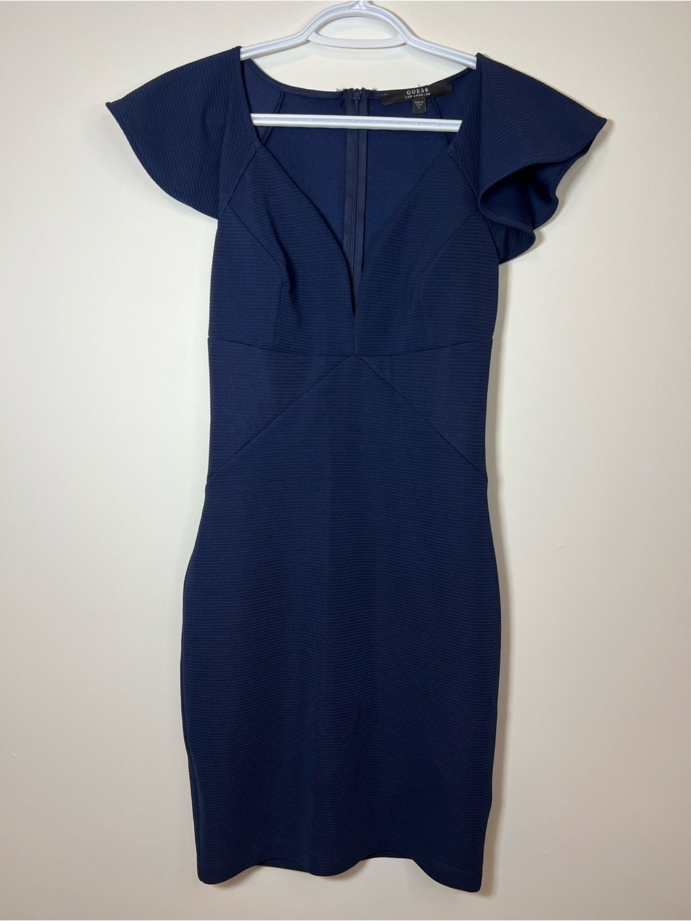 Guess Navy Blue Minimalist Women’s Size Small Flutter Sleeve Chic Cocktail Dress
